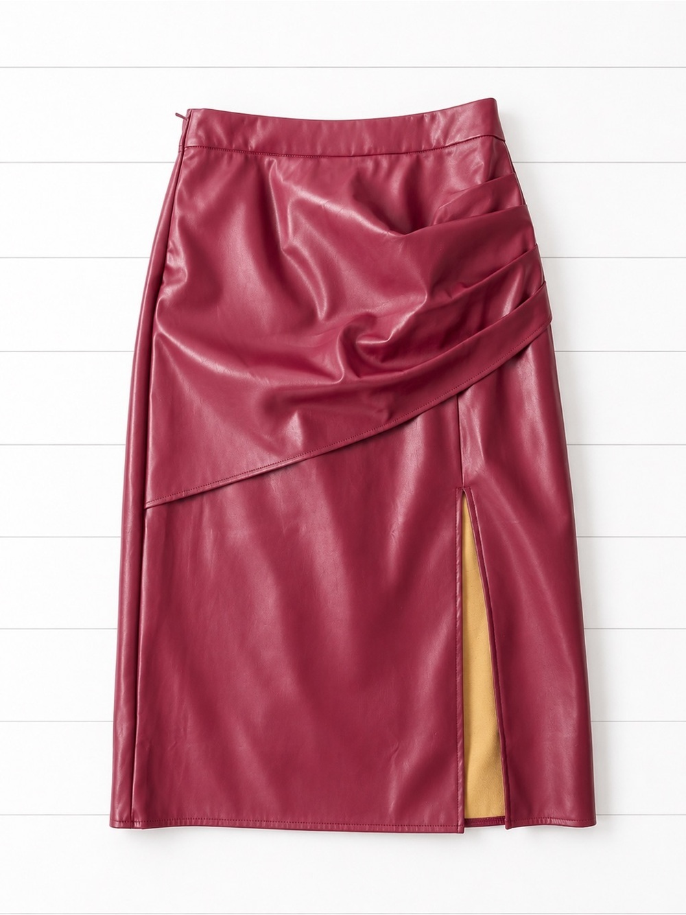 Kate Kasin Faux Leather Midi Skirt - M - Picture 3 of 6
